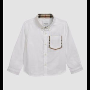 Burberry Kids Boys White Harry Long-Sleeve Button up Dress Shirt size 6 months